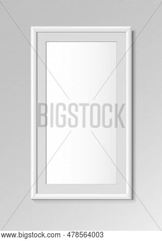 Realistic White Vertical Frame. Posters On Wall Mock-up