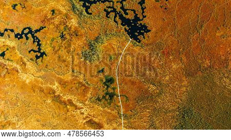 Upland And Transitional Bogs With Numerous Lakes. Elevated Aerial View Of Yelnya Nature Reserve Land