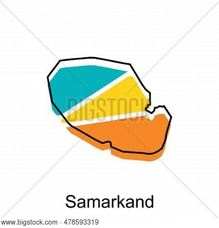 Map Of Samarkand Vector Illustration On White Background, Illustration Vector Design Template, Suita