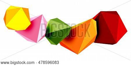 Abstract Low Poly Stone Design. Geometric 3d Vector Design Element