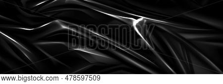 Plastic Film Wrap Bag Package Texture Overlay Effect. Stretch Polyethylene Or Cellophane Vector Back