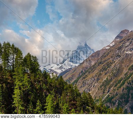 Summer Matterhorn Mountain View (alps, Switzerland, Zermatt Outskirts)