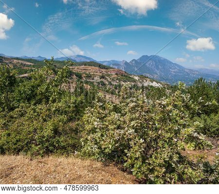 Summer Balkan Mountains View From Mountain Road In Diber County, Albania, Europe.
