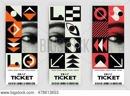 Postmodern Illustrations With Bold Geometric Shapes And Abstract Symbols.