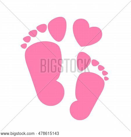 Foot Print Icon. Bare Foot Print Black On White Feet Icon Vector , Stock Vector Illustration Flat De