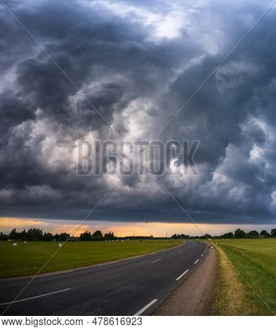 Storm Cloud Influenced By Climate Change. Dangerous Storm Cloud Spinning Fast