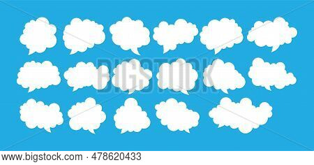 Abstract Flat Cloud Chat Border Design Set. Modern Cloud Bubble Message Design.