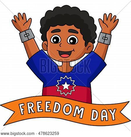 This Cartoon Clipart Shows An Afro Boy Juneteenth Freedom Day Illustration.