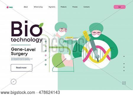 Bio Technology, Gene-level Surgery -modern Flat Vector Concept Illustration Of Precise Genetic Modif