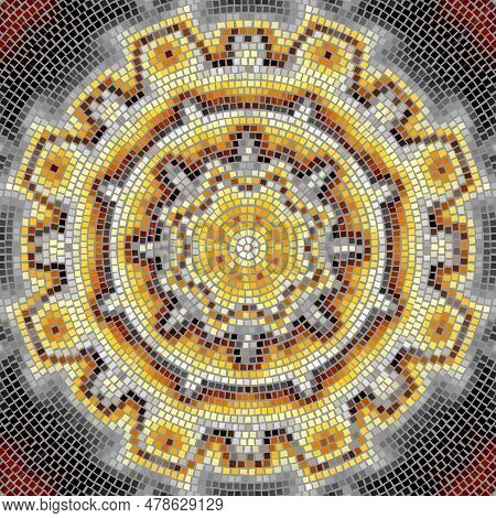 Vector Seamless Mosaic Art Pattern. Art Background. Mandala Image