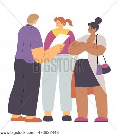 Manager With Document Talking To Employees Vector