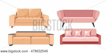 Home Interior Design, Sofas And Couches Vector