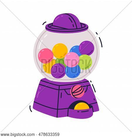 Bubble Gum Ball Machine As Sweet Chewing Gum Vector Illustration