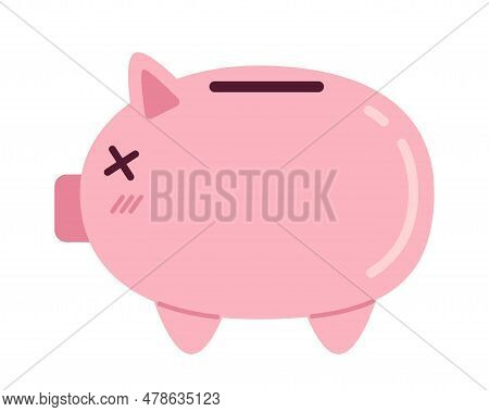 Piggy Bank Semi Flat Colour Vector Object