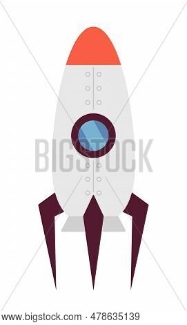 Rocket Semi Flat Colour Vector Object On White Background