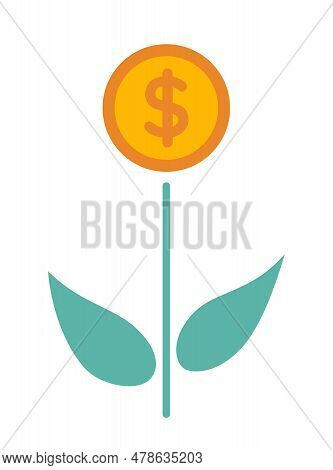 Money Flower Semi Flat Colour Vector Object