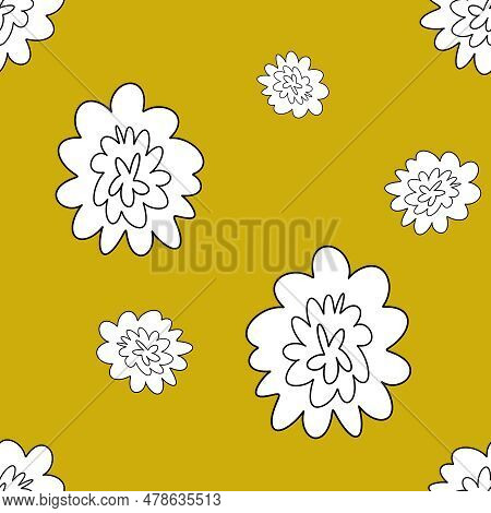 Flower Abstract Simple Lines Cute Yellow Pattern