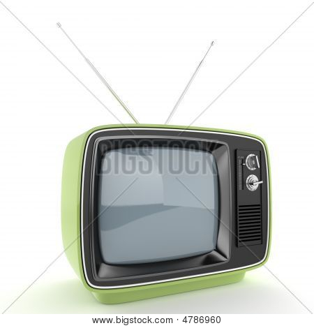 Prospettiva di Tv retrò verde