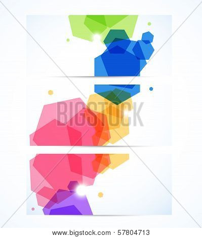 Set of banners with hexagons