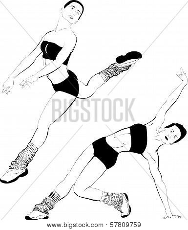 Girl dancing, vector