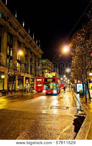 Oxford street night view in London, UK