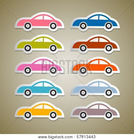 Abstract Vector Colorful Paper Cars Set