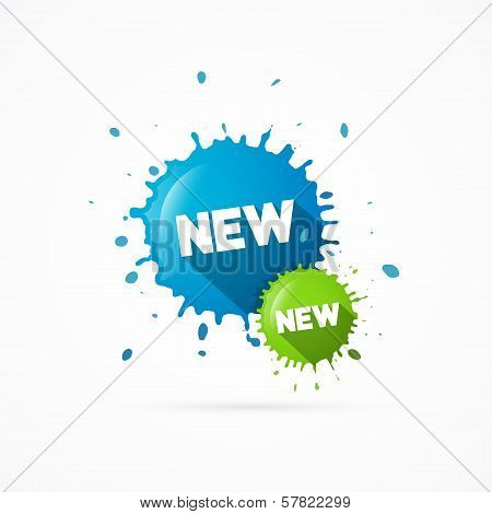Vector Blue And Green Stickers - Stains With New Title