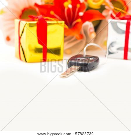 Car Keys For Gift, Objects Isolated On White Background .