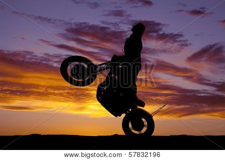 Silhouette Woman Motorcycle Ride Wheelie