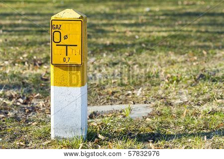 Concrete pole indicative of natural gas.