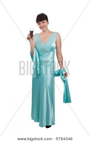 Femme avec verre de vin.