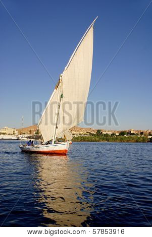 Felucca sails on the Nile river