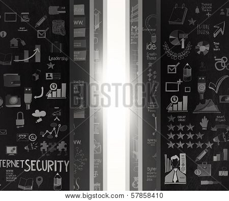 Opened Concrete Wall In Layer With Hand Drawn Business Stategy As Concept