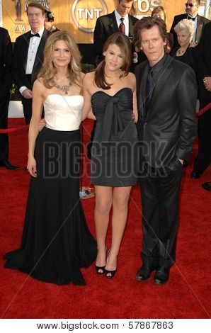 Kyra Sedgwick with Sosie Bacon and Kevin Bacon at the 15th Annual Screen Actors Guild Awards. Shrine Auditorium, Los Angeles, CA. 01-25-09