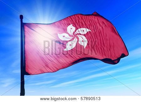 Hong Kong flag waving on the wind