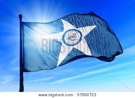Houston (USA) flag waving on the wind