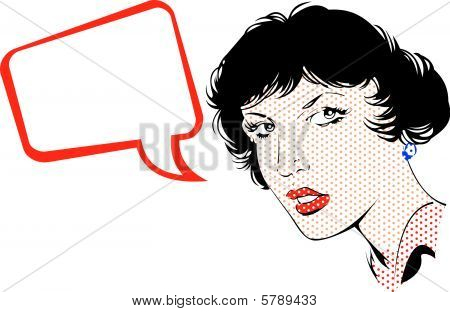 Fille en parlant. Popart Cartoon.