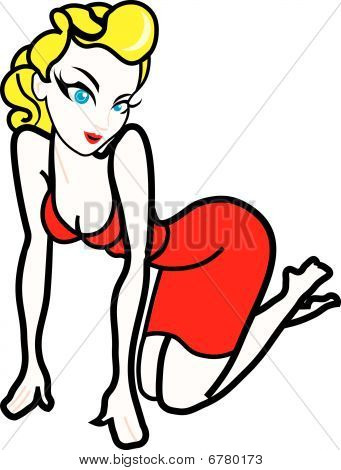 Pin up dukker pige vektor illustration