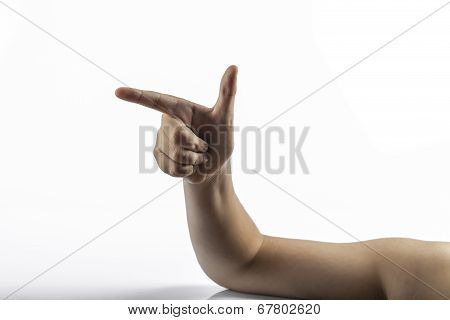 Young Hands Makes Gun Sign