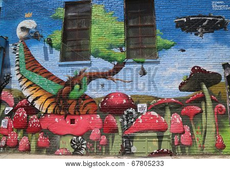 Mural art at East Williamsburg in Brooklyn