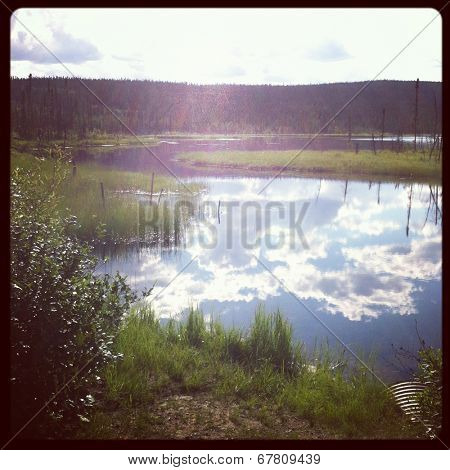 Beautiful morning by the lake - Instagram effect