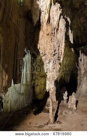 Formations; Stalactites and stalagmites in the famous Nerja Caves In Nerja Málaga Province, Spain.