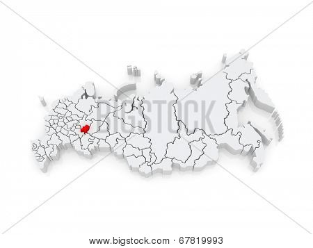 Map of the Russian Federation. Republic of Udmurtia. 3d