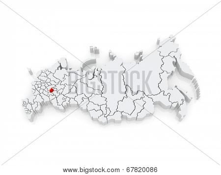 Map of the Russian Federation. Republic of Chuvashia. 3d