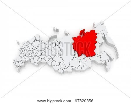 Map of the Russian Federation. Republic of Sakha (Yakutia). 3d