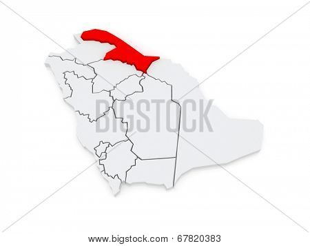 Map of El Al Hudud Northern Border. Saudi Arabia. 3d