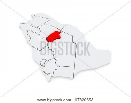 Map of Al Qasim. Saudi Arabia. 3d
