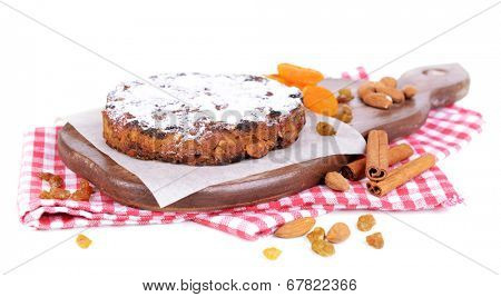 Delicious cake panforte isolated on white