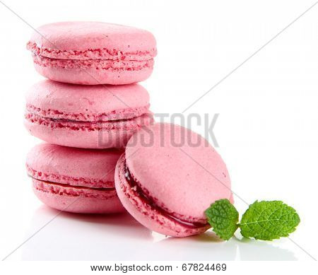 Gentle macaroons isolated on white