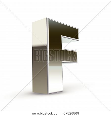 3D Silver Steel Letter F